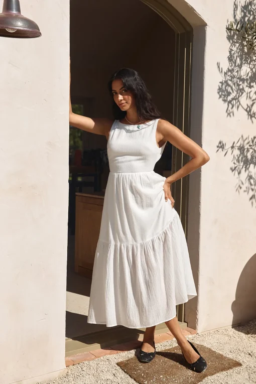 With The Wind Midi Dress White