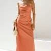 Yasmin Strapless Maxi Dress Coral