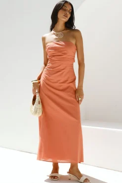 Yasmin Strapless Maxi Dress Coral