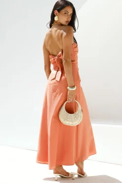 Yasmin Strapless Maxi Dress Coral